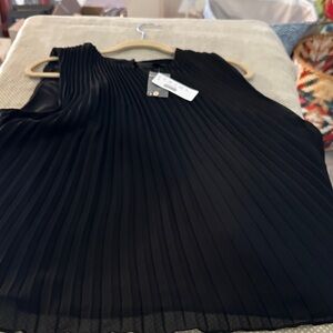 J. Crew Black Pleated Sleeveless Blouse